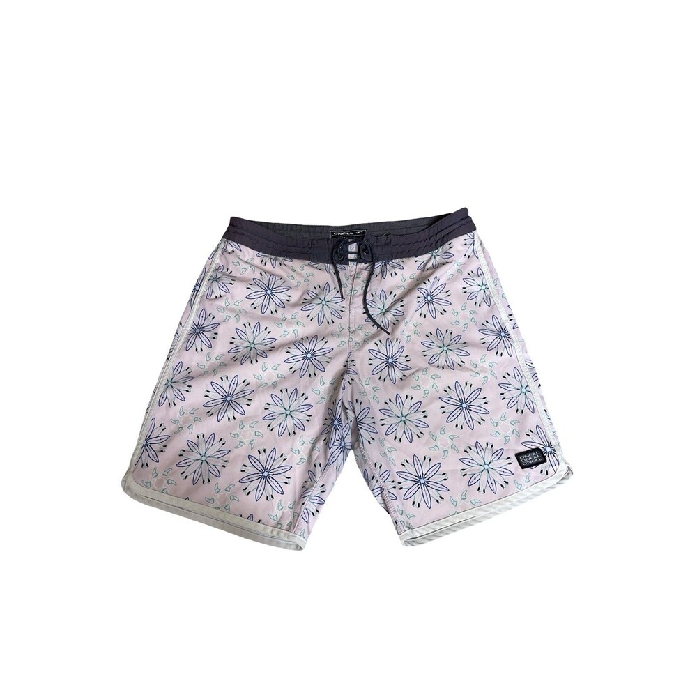 O'neill Shorts Mens 32 White with floral Haze Cruzers Board Beach Trunks